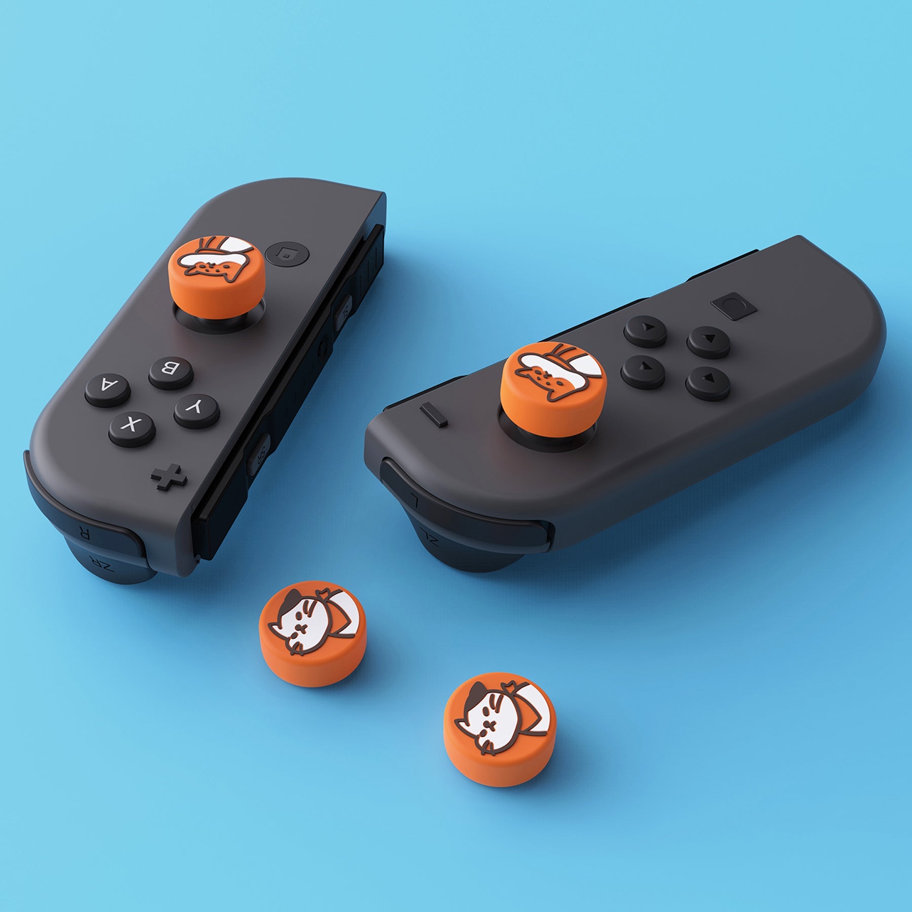 PlayVital Kitten & Doggie Cute Switch Thumb Grip Caps, Joystick Caps for Nintendo Switch Lite, Silicone Analog Cover Thumbstick Grips for Switch OLED Joycon - Orange - NJM1109 playvital