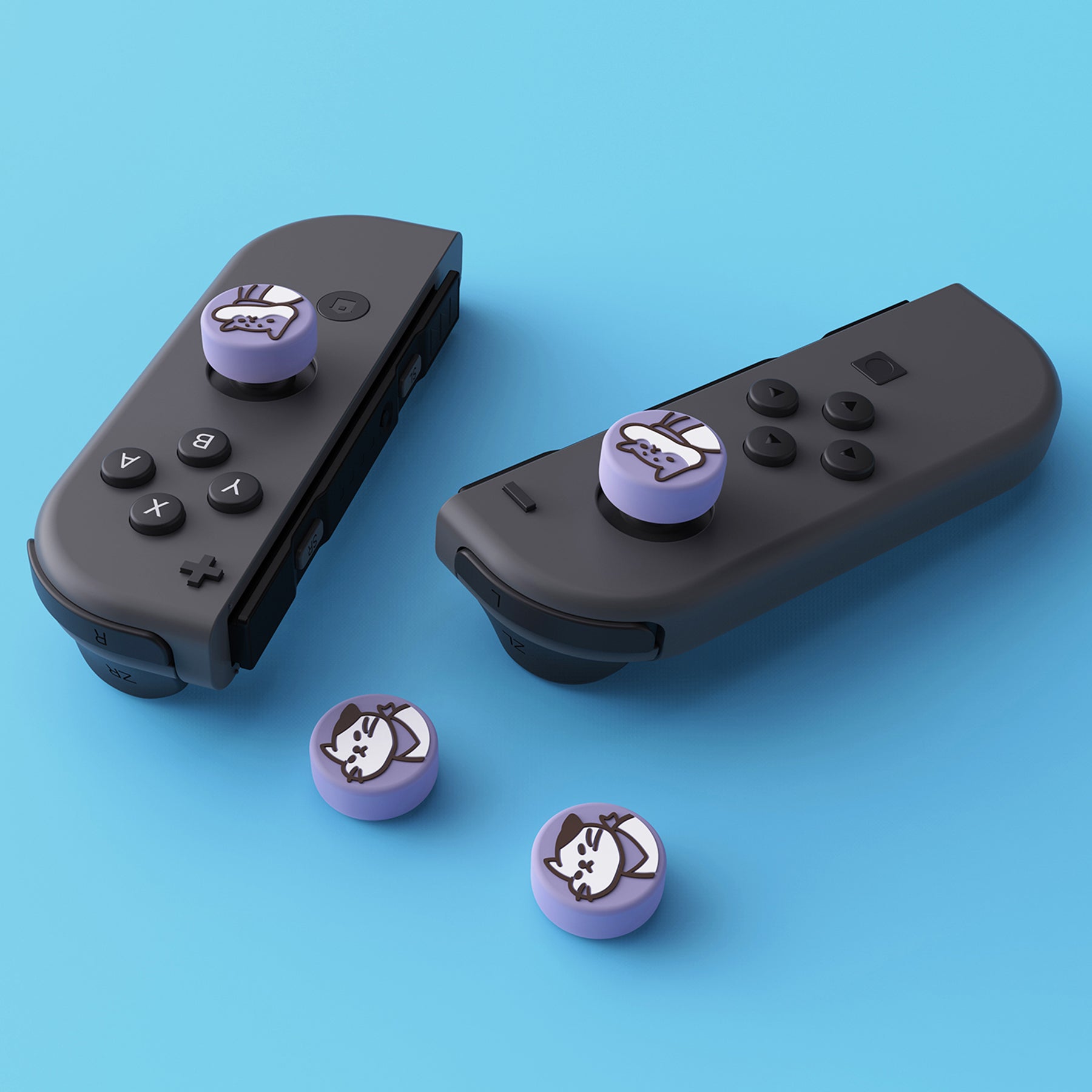 PlayVital Kitten & Doggie Cute Switch Thumb Grip Caps, Joystick Caps for Nintendo Switch Lite, Silicone Analog Cover Thumbstick Grips for Switch OLED Joycon - Light Violet - NJM1113 playvital