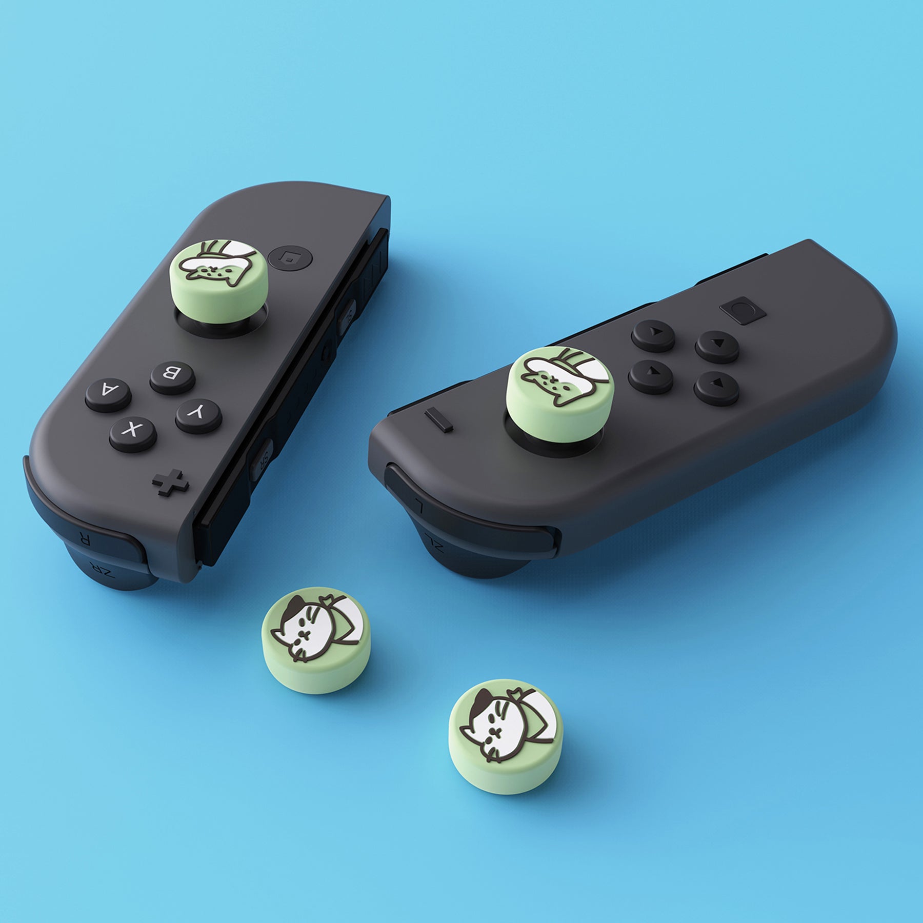 PlayVital Kitten & Doggie Cute Switch Thumb Grip Caps, Joystick Caps for Nintendo Switch Lite, Silicone Analog Cover Thumbstick Grips for Switch OLED Joycon - Matcha Green - NJM1116 playvital