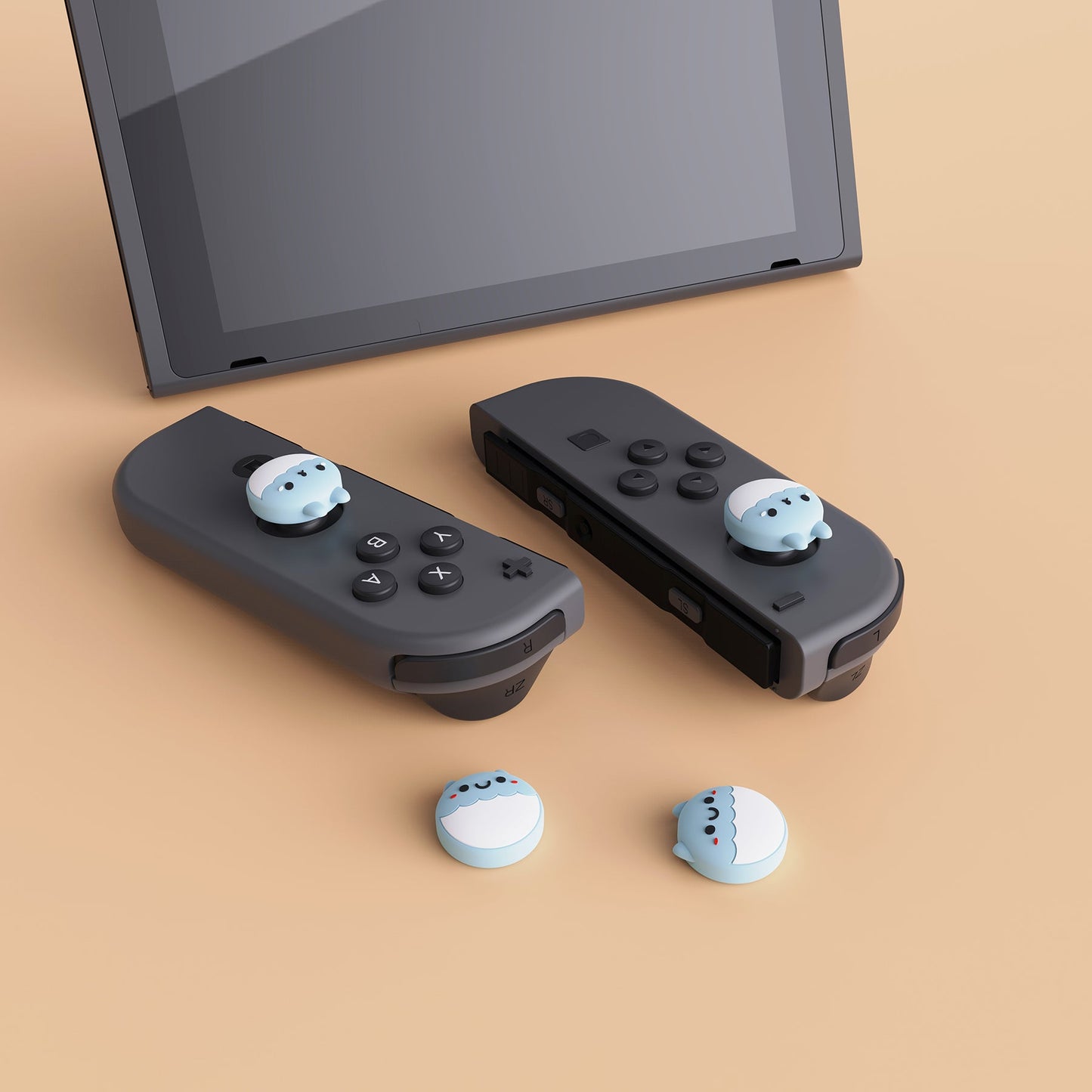 PlayVital Rabbit & Squirrel Cute Thumb Grip Caps for Nintendo Switch, Joystick Caps for Nintendo Switch Lite, Analog Cover Thumbstick Grips for OLED Joycon - Heaven Blue - NJM1117 playvital