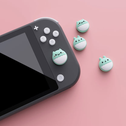 PlayVital Rabbit & Squirrel Cute Thumb Grip Caps for Nintendo Switch, Joystick Caps for Nintendo Switch Lite, Analog Cover Thumbstick Grips for OLED Joycon - Seafoam Green - NJM1118 playvital