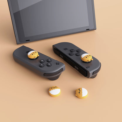 PlayVital Rabbit & Squirrel Cute Thumb Grip Caps for Nintendo Switch, Joystick Caps for Nintendo Switch Lite, Analog Cover Thumbstick Grips for OLED Joycon - Caution Yellow - NJM1121 playvital