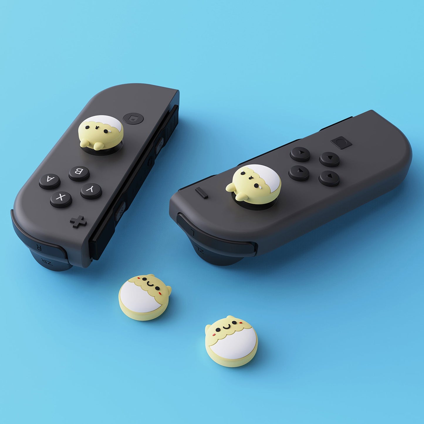 PlayVital Rabbit & Squirrel Cute Thumb Grip Caps for Nintendo Switch, Joystick Caps for Nintendo Switch Lite, Analog Cover Thumbstick Grips for OLED Joycon - Cream Yellow - NJM1122 playvital