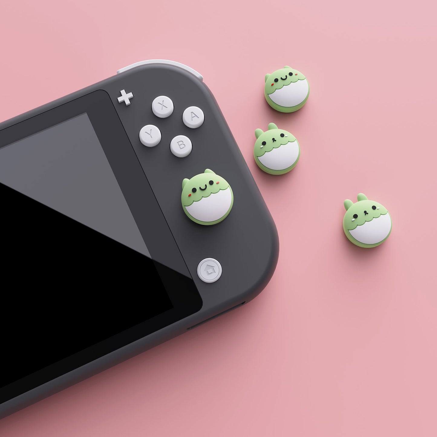 PlayVital Rabbit & Squirrel Cute Thumb Grip Caps for Nintendo Switch, Joystick Caps for Nintendo Switch Lite, Analog Cover Thumbstick Grips for OLED Joycon - Matcha Green - NJM1123 playvital