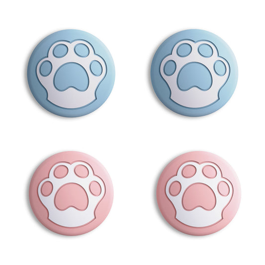 PlayVital Cat Paw Cute Switch Thumb Grip Caps, Joystick Caps for Nintendo Switch Lite, Silicone Analog Cover Thumb Stick Grips for Joy-Con Controller - Heaven Blue & Pale Red - NJM1126 playvital