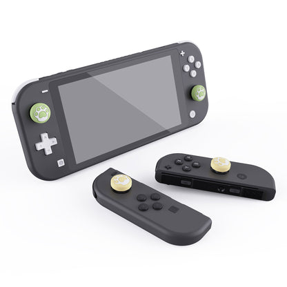 PlayVital Cat Paw Cute Switch Thumb Grip Caps, Joystick Caps for Nintendo Switch Lite, Silicone Analog Cover Thumb Stick Grips for Joy-Con Controller - Matcha Green & Cream Yellow - NJM1128 playvital