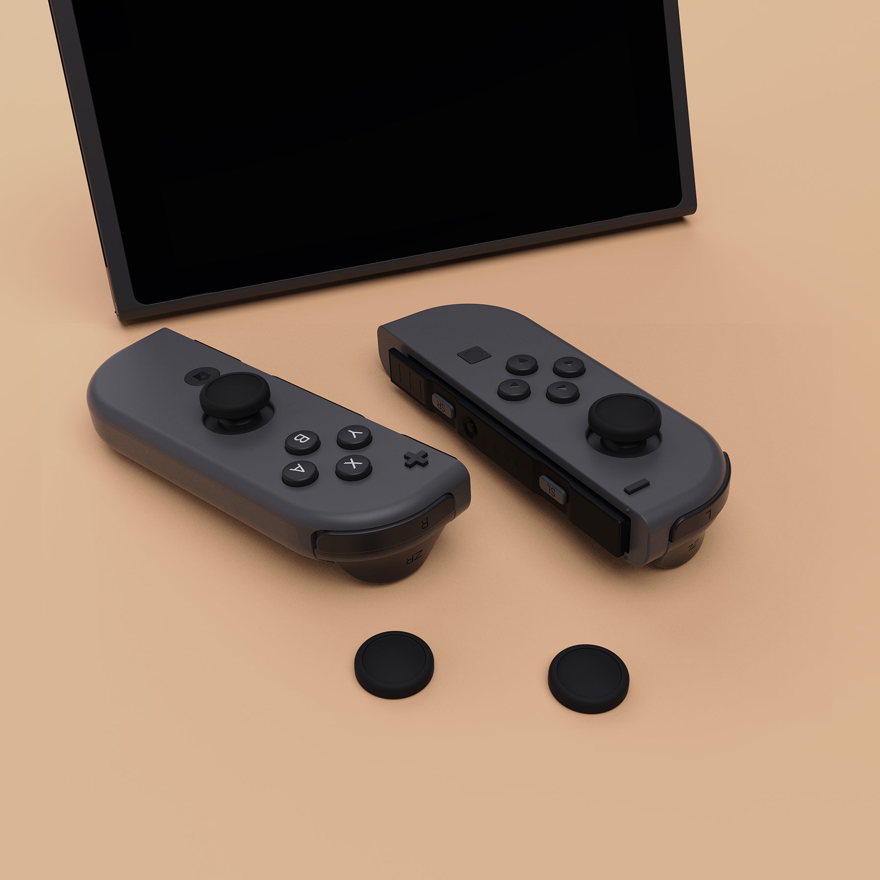 PlayVital Joystick Caps for NS, Thumbstick Caps for Switch Lite, Silicone Analog Cover for Switch OLED Joycon Thumb Grip Rocker Caps for Switch & Switch Lite & Switch OLED - Black- NJM1141 PlayVital