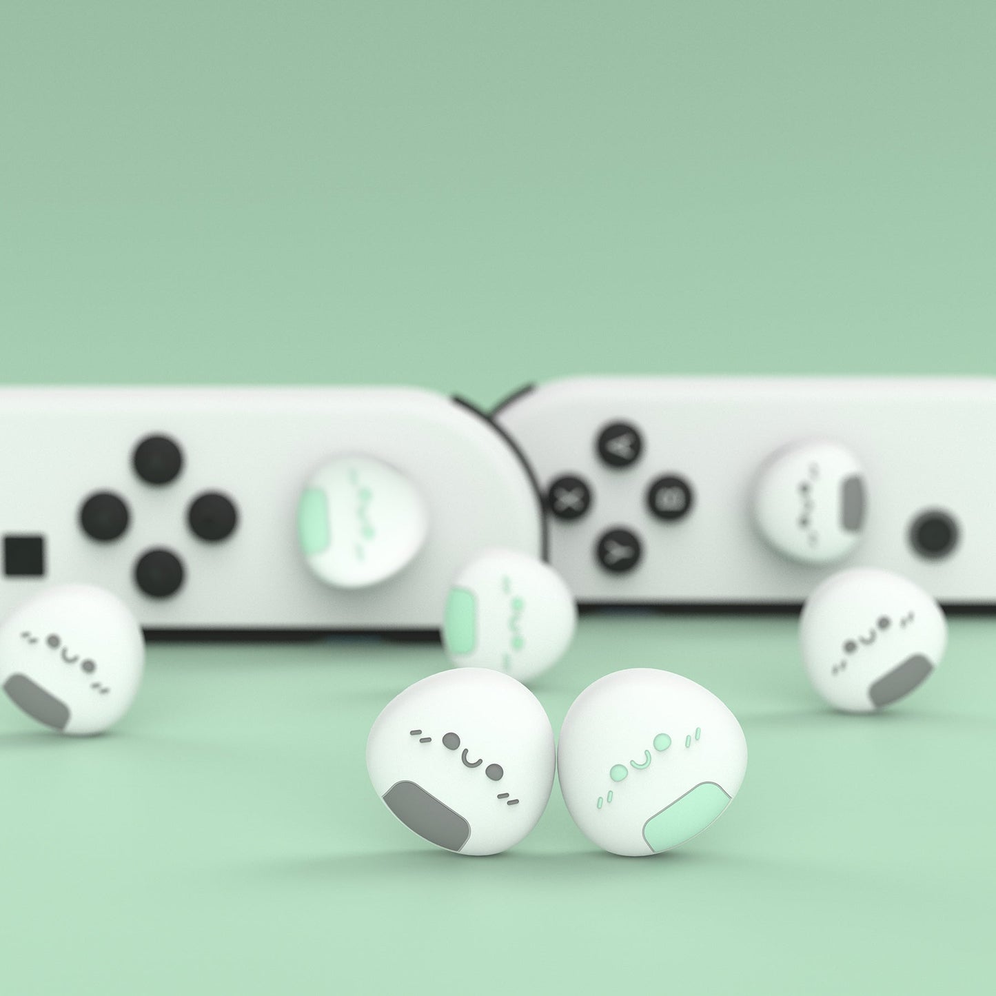 PlayVital Onigiri Joystick Caps for NS Switch, Thumbstick Caps for NS Switch Lite, Analog Cover for NS Switch OLED Joycon Thumb Grip Caps for NS Switch & NS Switch Lite & NS Switch OLED - Gray & Seafoam Green - NJM1156 playvital