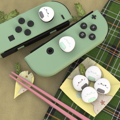 PlayVital Onigiri Joystick Caps for NS Switch, Thumbstick Caps for NS Switch Lite, Analog Cover for NS Switch OLED Joycon Thumb Grip Caps for NS Switch & NS Switch Lite & NS Switch OLED - Gray & Seafoam Green - NJM1156 playvital