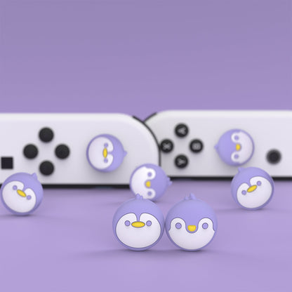 PlayVital Penguin Joystick Caps for NS Switch, Thumbstick Caps for NS Switch Lite, Analog Cover for NS Switch OLED Joycon Thumb Grip Caps for NS Switch & NS Switch Lite & NS Switch OLED - Light Violet - NJM1158 playvital