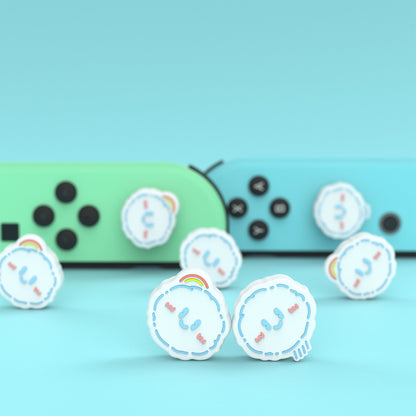 PlayVital Joystick Caps for NS Switch, Thumbstick Caps for NS Switch Lite, Analog Cover for NS Switch OLED Joycon Thumb Grip Caps for NS Switch & NS Switch Lite & NS Switch OLED - Rainbow Clouds & Rainy Clouds - NJM1165 playvital