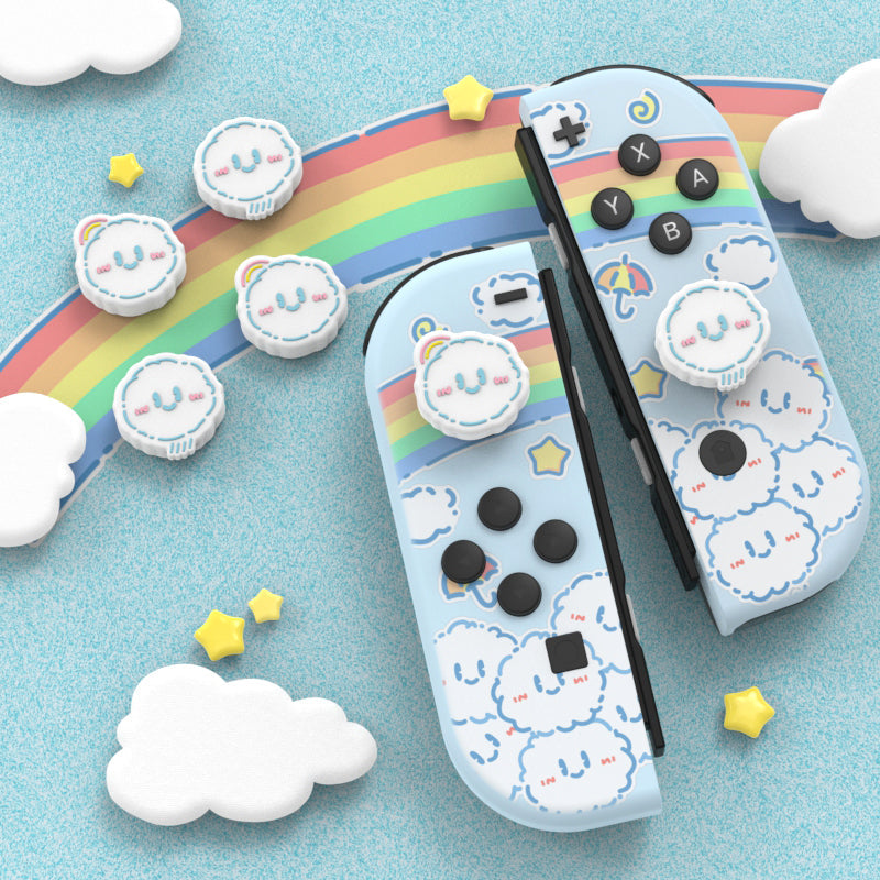 PlayVital Joystick Caps for NS Switch, Thumbstick Caps for NS Switch Lite, Analog Cover for NS Switch OLED Joycon Thumb Grip Caps for NS Switch & NS Switch Lite & NS Switch OLED - Rainbow Clouds & Rainy Clouds - NJM1165 playvital