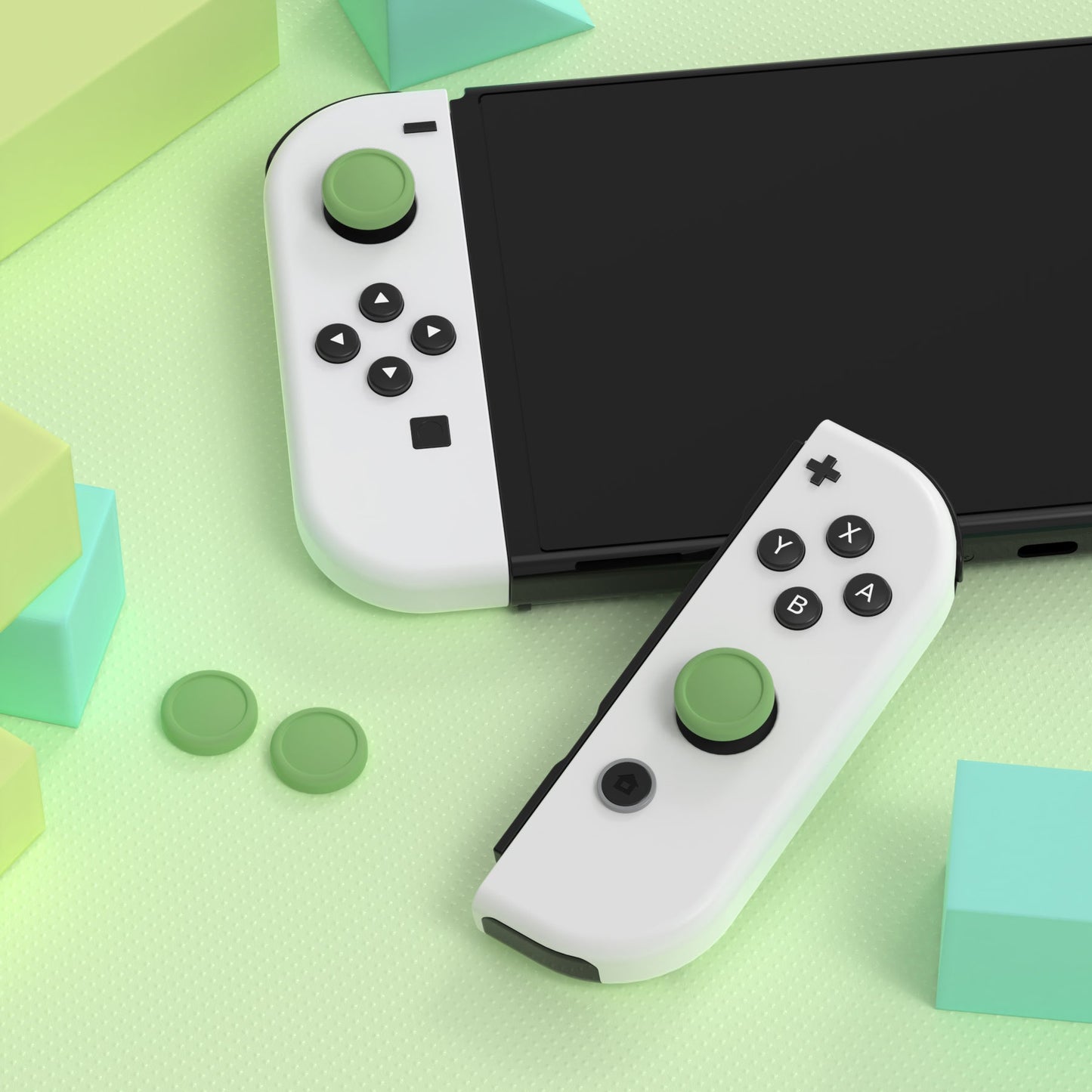 PlayVital Joystick Caps for NS, Thumbstick Caps for Switch Lite, Silicone Analog Cover for Switch OLED Joycon Thumb Grip Rocker Caps for Switch & Switch Lite & Switch OLED - Matcha Green - NJM1166 PlayVital