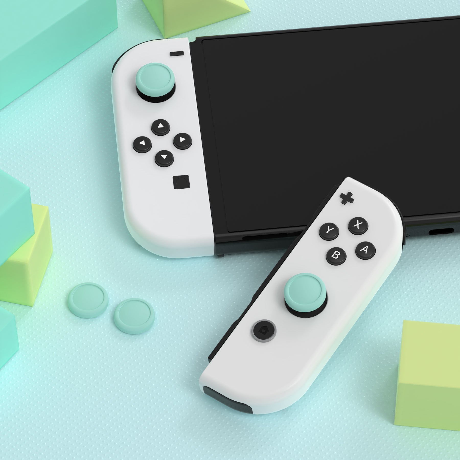 PlayVital Joystick Caps for NS, Thumbstick Caps for Switch Lite, Silicone Analog Cover for Switch OLED Joycon Thumb Grip Rocker Caps for Switch & Switch Lite & Switch OLED - Misty Green - NJM1167 PlayVital