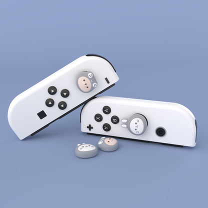 PlayVital Cosplaying Kitten & Puppy Joystick Caps for NS Switch, Thumbstick Caps for NS Switch Lite, Analog Cover for NS Switch OLED Joycon Thumb Grip Caps for NS Switch & NS Switch Lite & NS Switch OLED -Light Gray - NJM1175 playvital