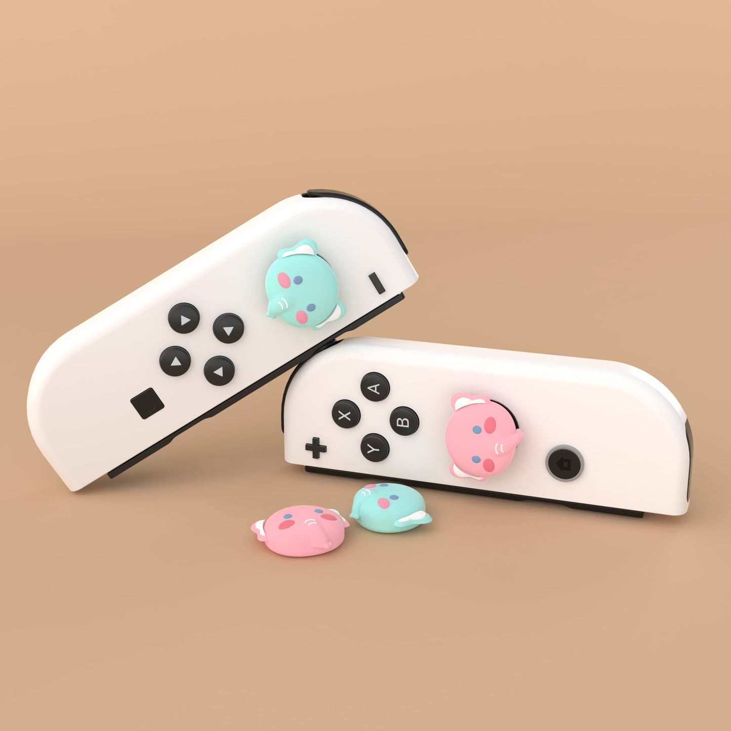 PlayVital Joystick Caps for NS Switch, Thumbstick Caps for NS Switch Lite, Analog Cover for NS Switch OLED Joycon Thumb Grip Caps for NS Switch & NS Switch Lite & NS Switch OLED - Chubby Elephant - NJM1177 playvital