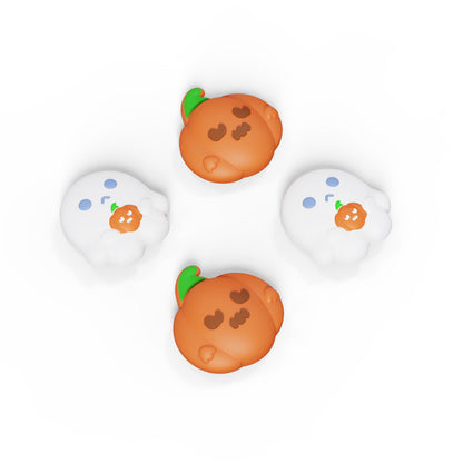 PlayVital Joystick Caps for NS Switch, Thumbstick Caps for NS Switch Lite, Analog Cover for NS Switch OLED Joycon Thumb Grip Caps for NS Switch & NS Switch Lite & NS Switch OLED - Spooky Ghost with Pumpkin - NJM1179 playvital