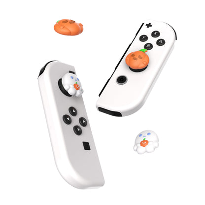 PlayVital Joystick Caps for NS Switch, Thumbstick Caps for NS Switch Lite, Analog Cover for NS Switch OLED Joycon Thumb Grip Caps for NS Switch & NS Switch Lite & NS Switch OLED - Spooky Ghost with Pumpkin - NJM1179 playvital