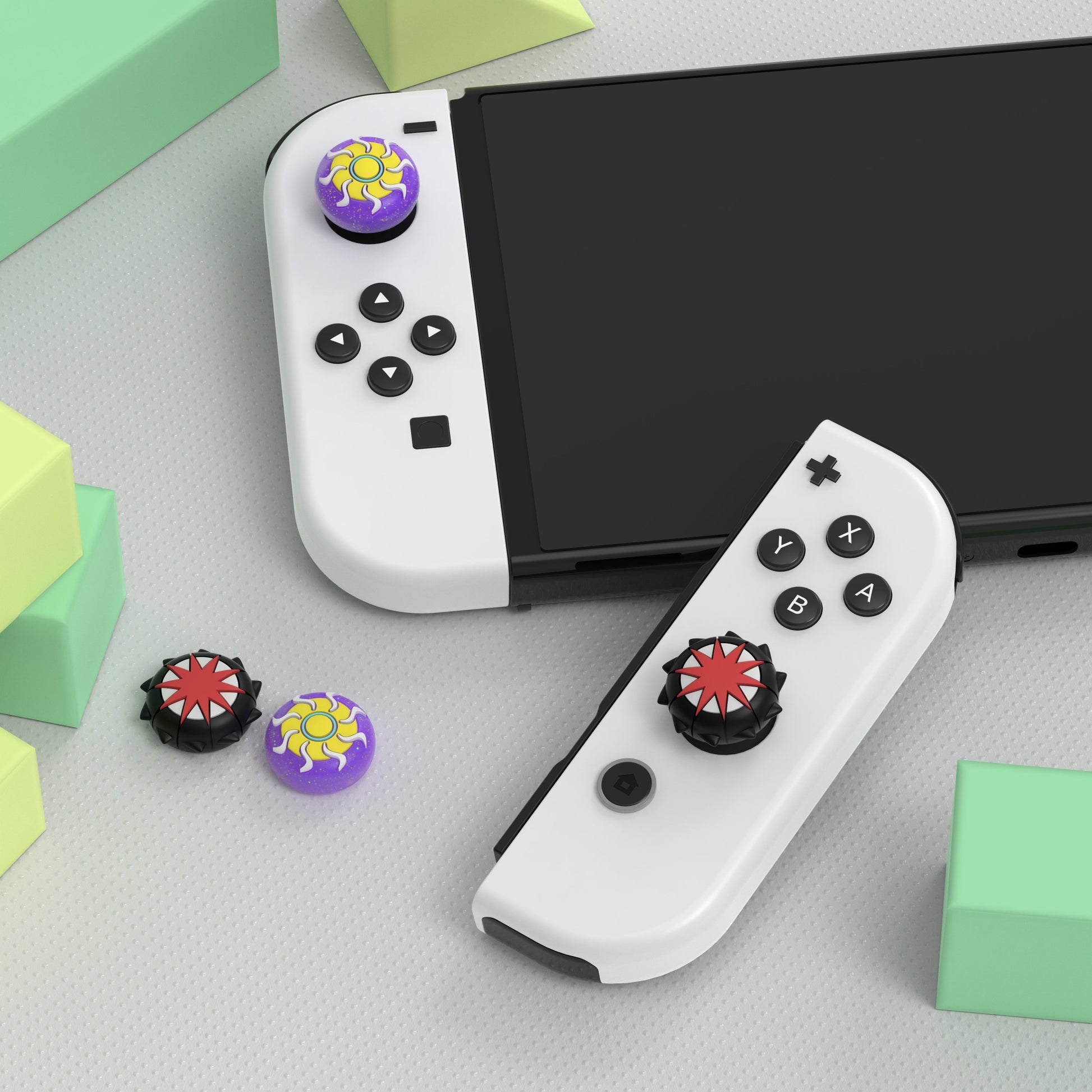 PlayVital Joystick Caps for Nintendo Switch, Thumbstick Caps for Switch Lite, Analog Cover for Switch OLED Joycon Thumb Grip Caps for Switch & Switch Lite & Switch OLED - Pulse & Engine - NJM1184 playvital