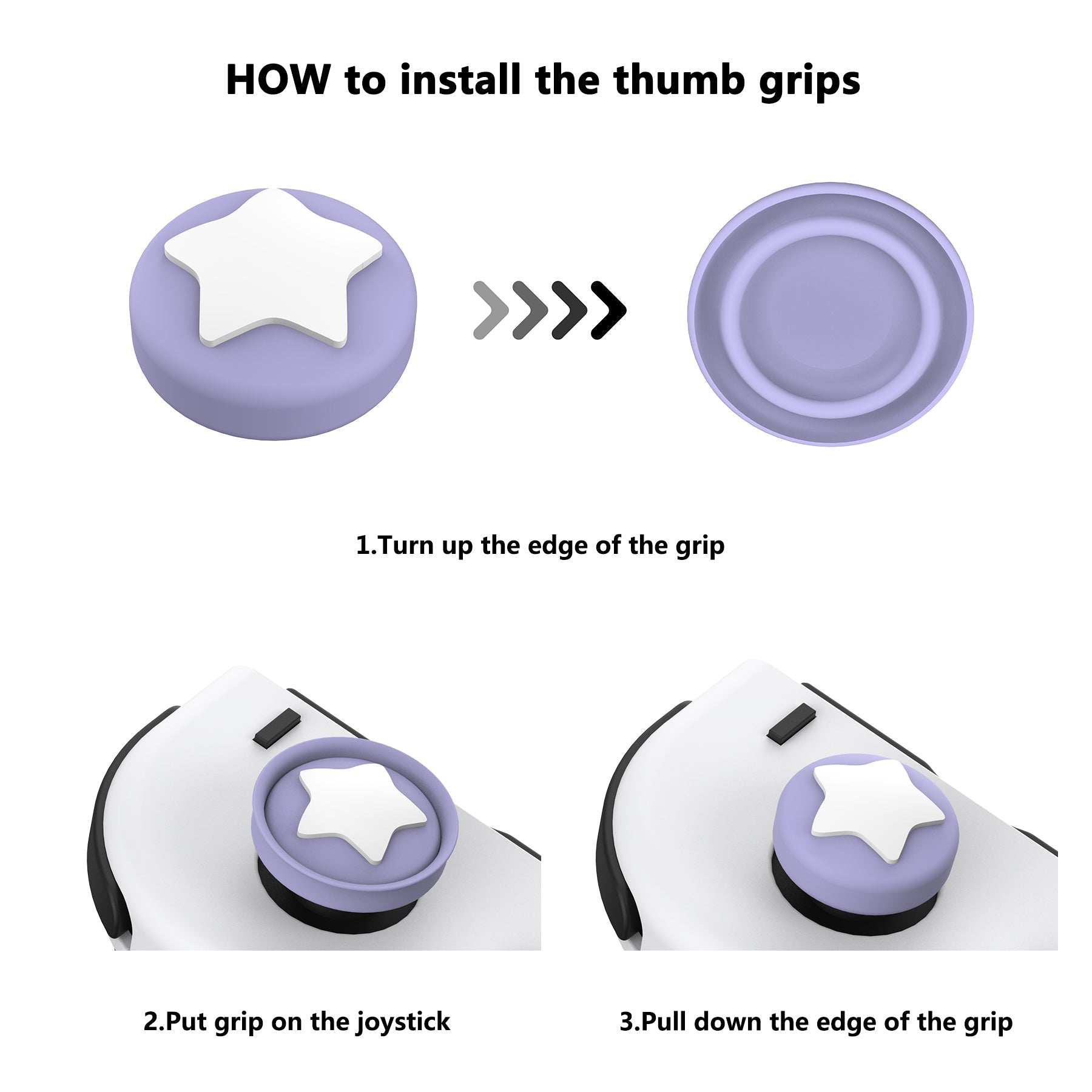 PlayVital Rabbit & Squirrel Cute Thumb Grip Caps for Nintendo Switch, Joystick Caps for Nintendo Switch Lite, Analog Cover Thumbstick Grips for OLED Joycon - Light Violet - NJM1120 playvital