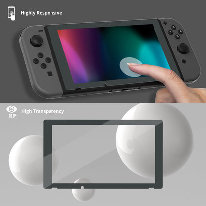 2 Pack Gray Border Transparent HD Clear Saver Protector Film, Tempered Glass Screen Protector for Nintendo Switch [Anti-Scratch, Anti-Fingerprint, Shatterproof, Bubble-Free] - NSPJ0707 playvital