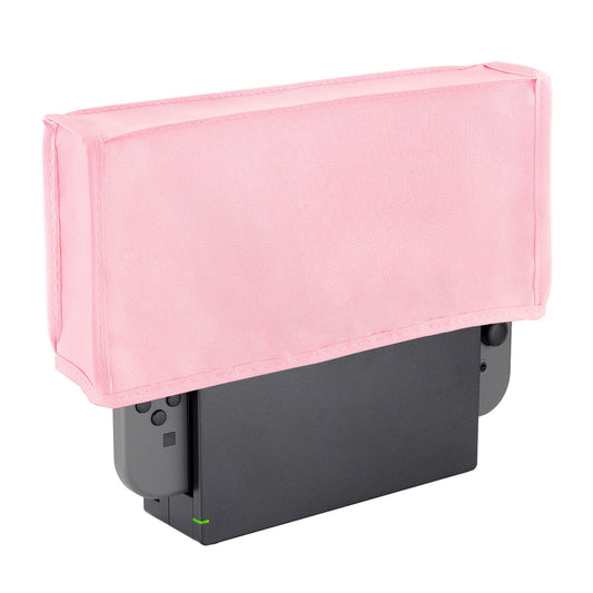 PlayVital Nylon Dust Cover, Soft Neat Lining Dust Guard, Anti Scratch Waterproof Cover Sleeve for Nintendo Switch & Switch OLED Charging Dock - Cherry Blossoms Pink - NTA8008 PlayVital