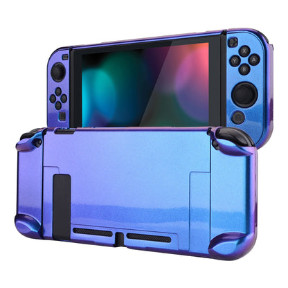 PlayVital Chameleon Purple Blue Glossy Back Cover for NS Switch Console, NS Joycon Handheld Controller Separable Protector Hard Shell, Customized Dockable Protective Case for NS Switch - NTP303 PlayVital