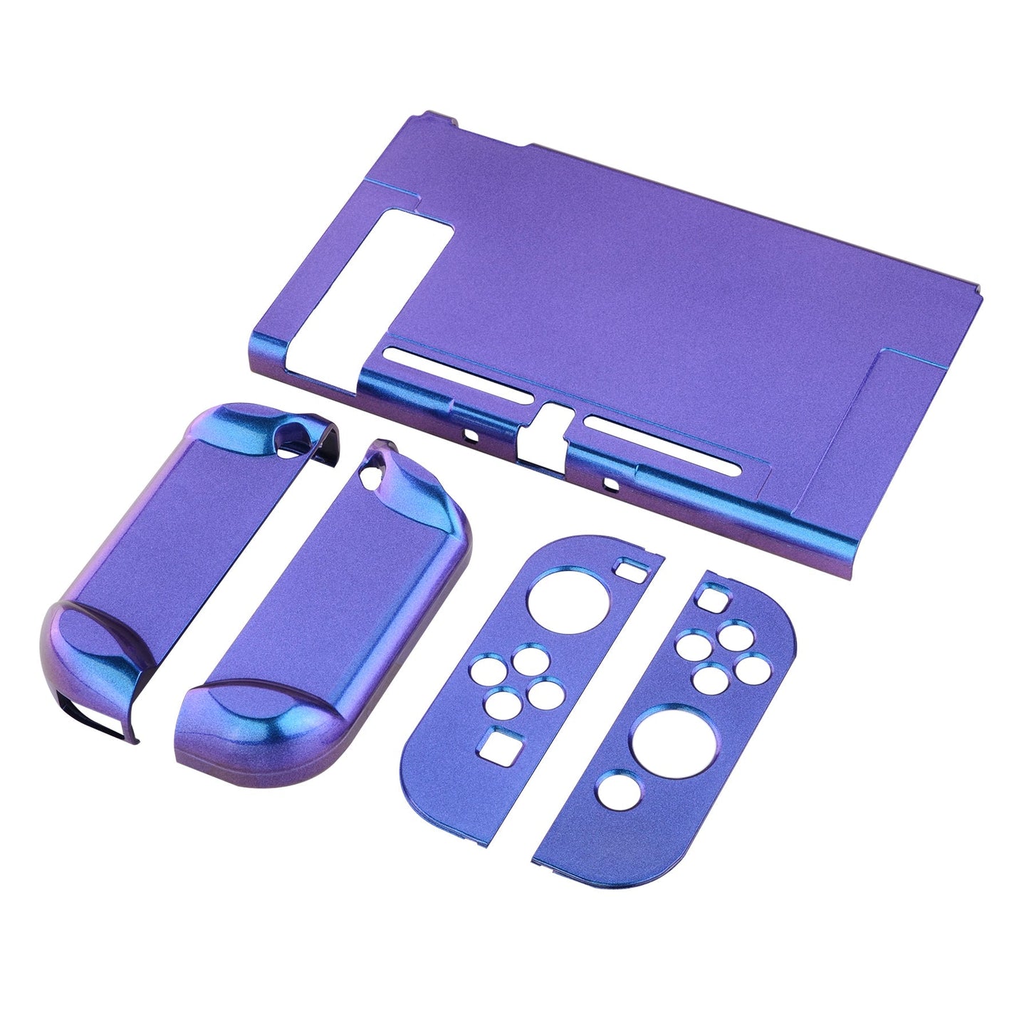 PlayVital Chameleon Purple Blue Glossy Back Cover for NS Switch Console, NS Joycon Handheld Controller Separable Protector Hard Shell, Customized Dockable Protective Case for NS Switch - NTP303 PlayVital