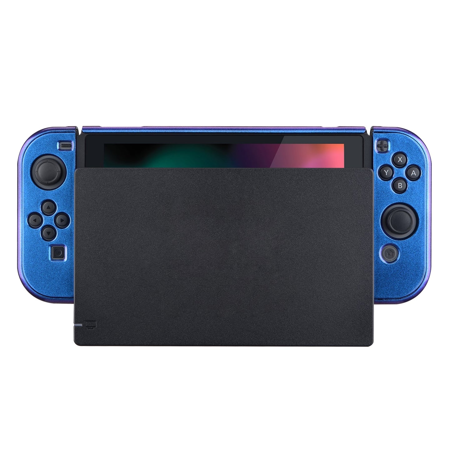 PlayVital Chameleon Purple Blue Glossy Back Cover for NS Switch Console, NS Joycon Handheld Controller Separable Protector Hard Shell, Customized Dockable Protective Case for NS Switch - NTP303 PlayVital