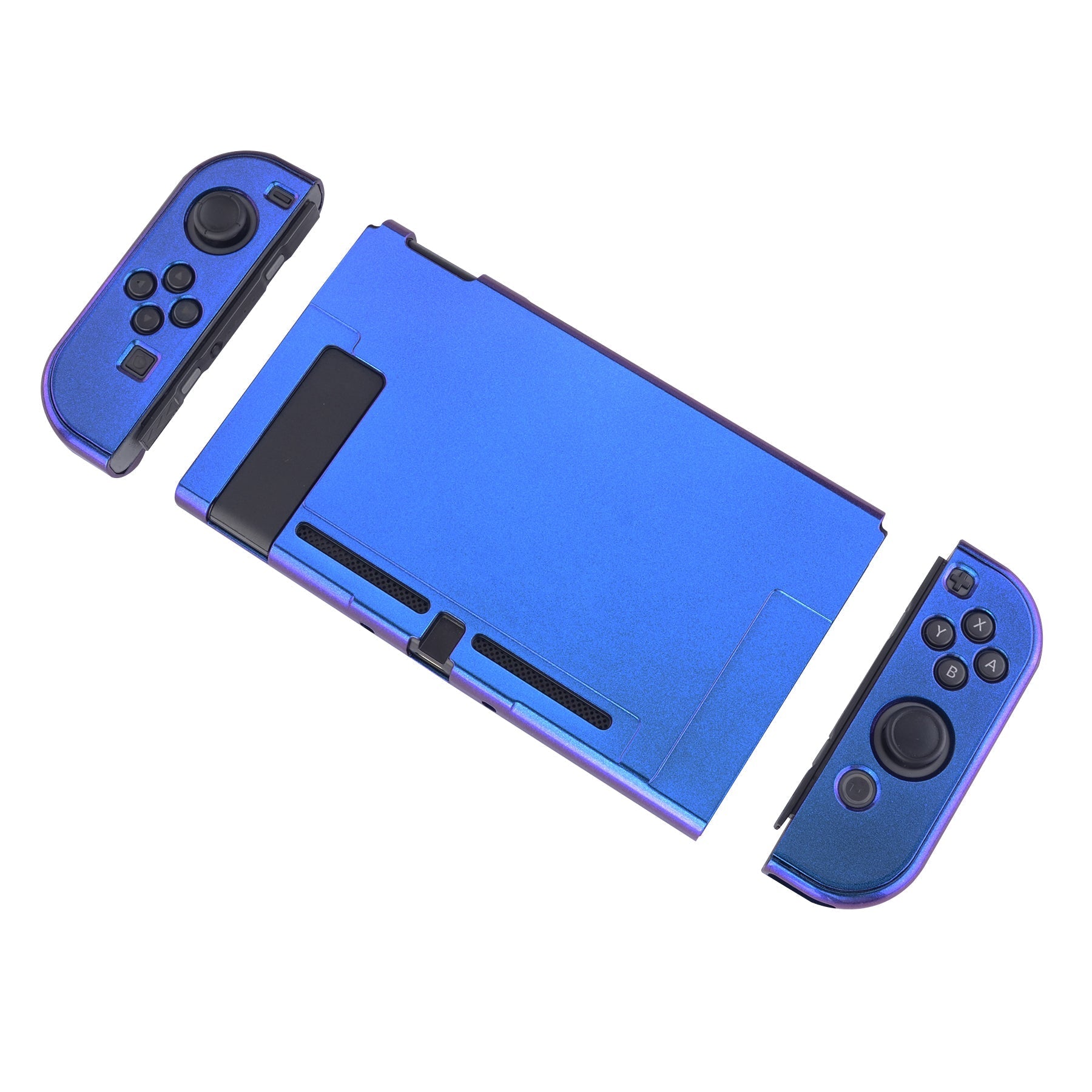 PlayVital Chameleon Purple Blue Glossy Back Cover for NS Switch Console, NS Joycon Handheld Controller Separable Protector Hard Shell, Customized Dockable Protective Case for NS Switch - NTP303 PlayVital