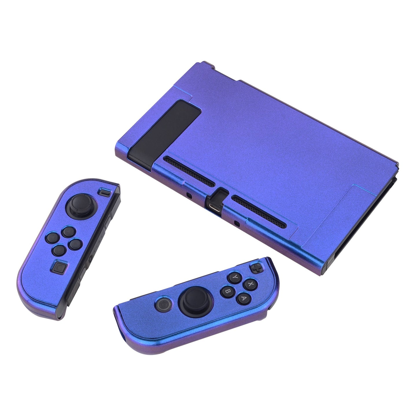 PlayVital Chameleon Purple Blue Glossy Back Cover for NS Switch Console, NS Joycon Handheld Controller Separable Protector Hard Shell, Customized Dockable Protective Case for NS Switch - NTP303 PlayVital