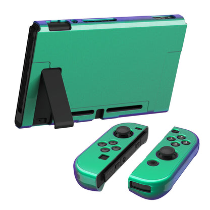 PlayVital Chameleon Green Purple Glossy Back Cover for NS Switch Console, NS Joycon Handheld Controller Separable Protector Hard Shell, Customized Dockable Protective Case for NS Switch - NTP304 PlayVital