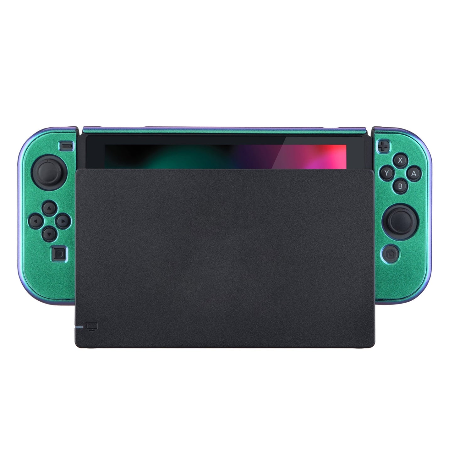 PlayVital Chameleon Green Purple Glossy Back Cover for NS Switch Console, NS Joycon Handheld Controller Separable Protector Hard Shell, Customized Dockable Protective Case for NS Switch - NTP304 PlayVital