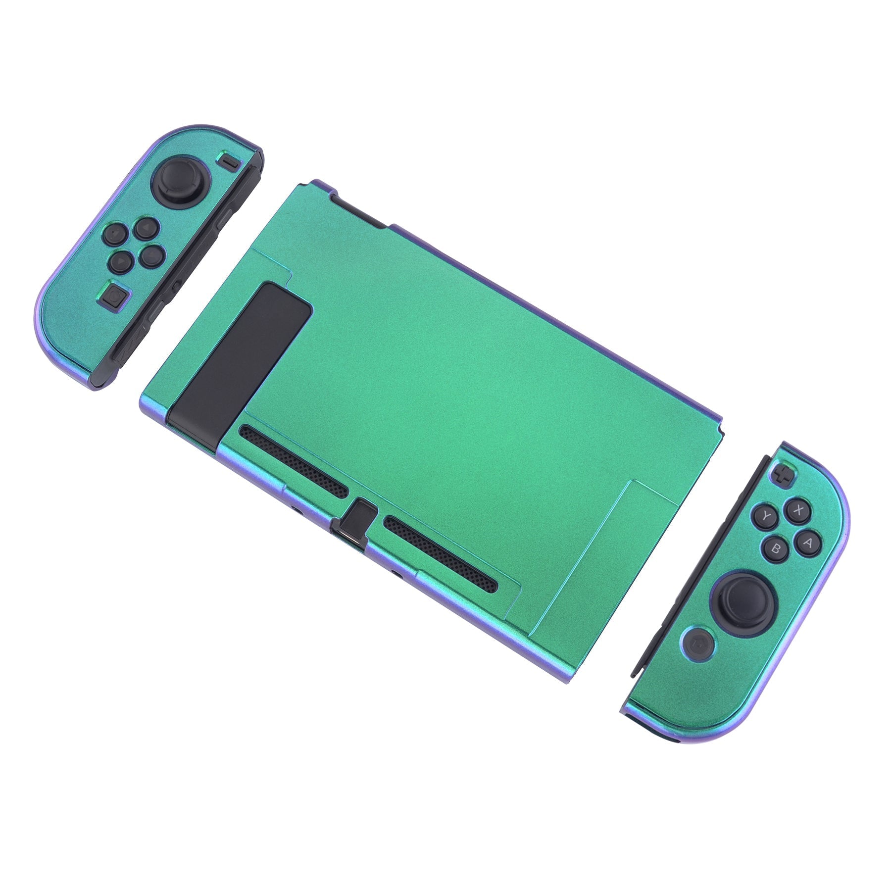 PlayVital Chameleon Green Purple Glossy Back Cover for NS Switch Console, NS Joycon Handheld Controller Separable Protector Hard Shell, Customized Dockable Protective Case for NS Switch - NTP304 PlayVital