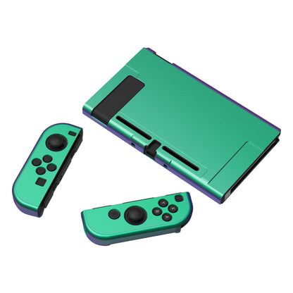 PlayVital Chameleon Green Purple Glossy Back Cover for NS Switch Console, NS Joycon Handheld Controller Separable Protector Hard Shell, Customized Dockable Protective Case for NS Switch - NTP304 PlayVital