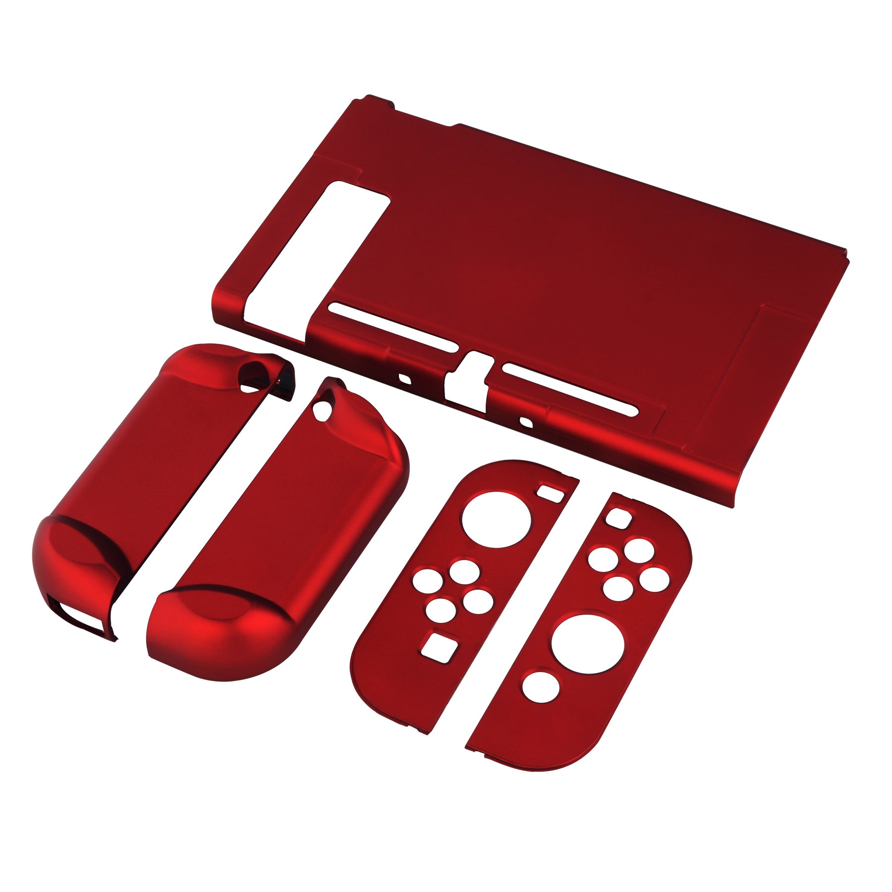 PlayVital Scarlet Red Back Cover for NS Switch Console, NS Joycon Handheld Controller Separable Protector Hard Shell, Customized Dockable Protective Case for NS Switch - NTP305 PlayVital