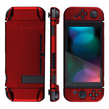 PlayVital Scarlet Red Back Cover for NS Switch Console, NS Joycon Handheld Controller Separable Protector Hard Shell, Customized Dockable Protective Case for NS Switch - NTP305 PlayVital