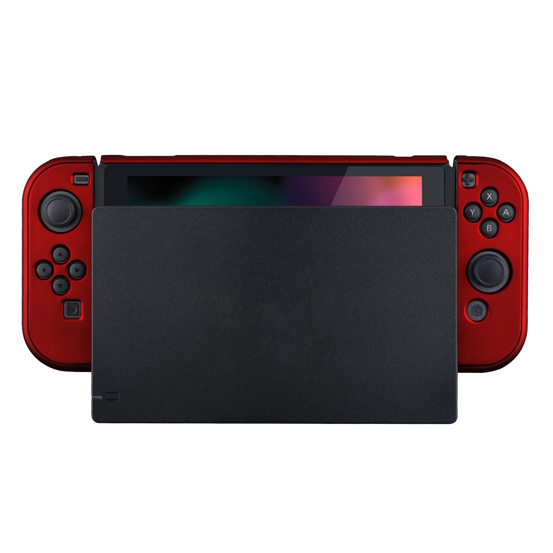 PlayVital Scarlet Red Back Cover for NS Switch Console, NS Joycon Handheld Controller Separable Protector Hard Shell, Customized Dockable Protective Case for NS Switch - NTP305 PlayVital