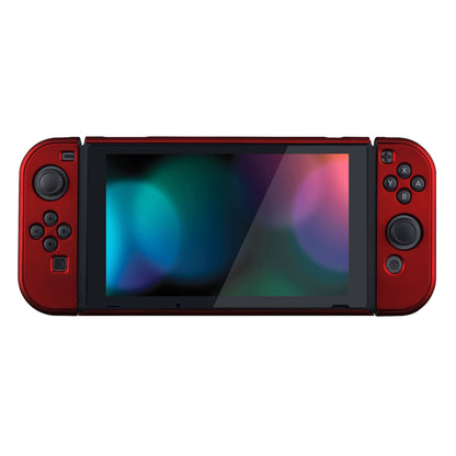 PlayVital Scarlet Red Back Cover for NS Switch Console, NS Joycon Handheld Controller Separable Protector Hard Shell, Customized Dockable Protective Case for NS Switch - NTP305 PlayVital