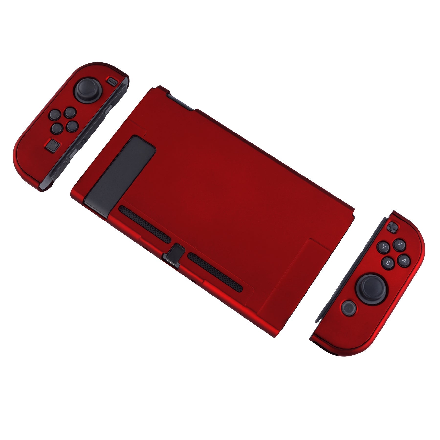 PlayVital Scarlet Red Back Cover for NS Switch Console, NS Joycon Handheld Controller Separable Protector Hard Shell, Customized Dockable Protective Case for NS Switch - NTP305 PlayVital