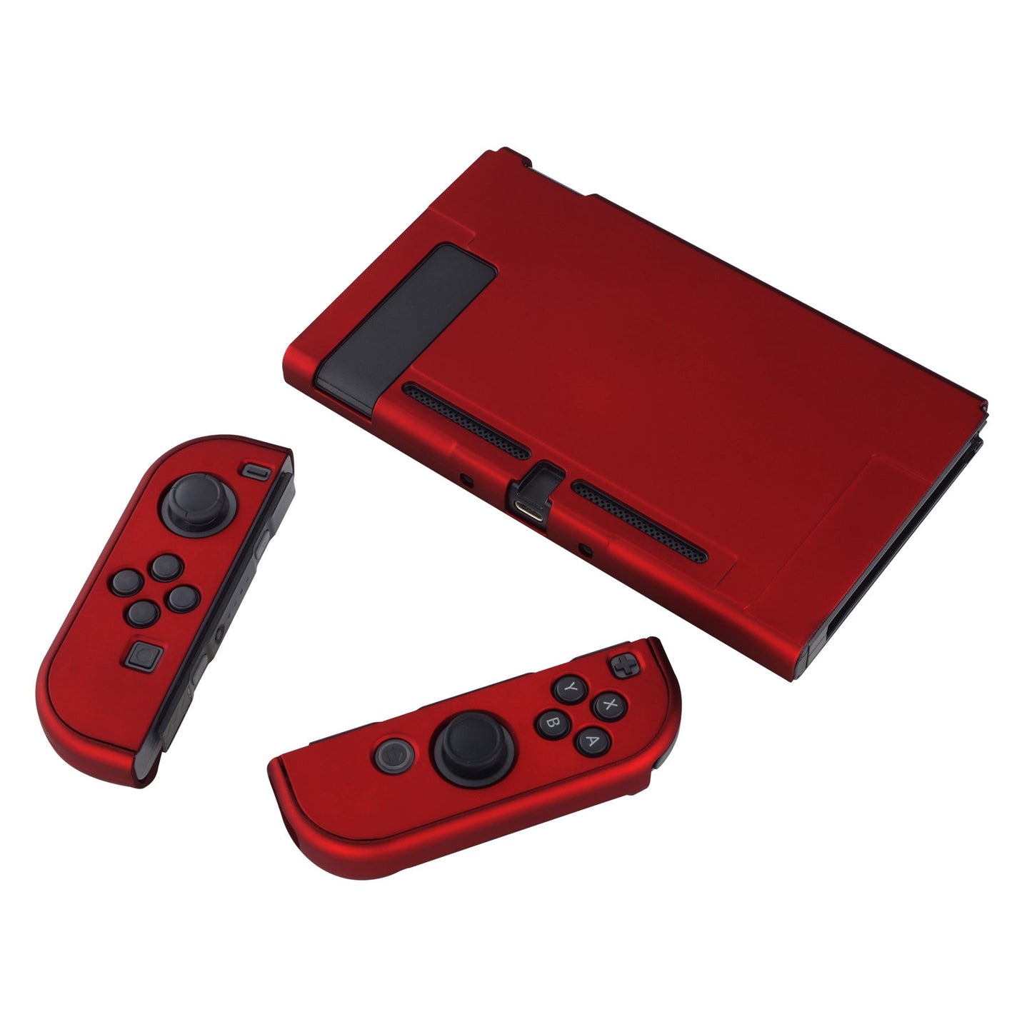 PlayVital Scarlet Red Back Cover for NS Switch Console, NS Joycon Handheld Controller Separable Protector Hard Shell, Customized Dockable Protective Case for NS Switch - NTP305 PlayVital