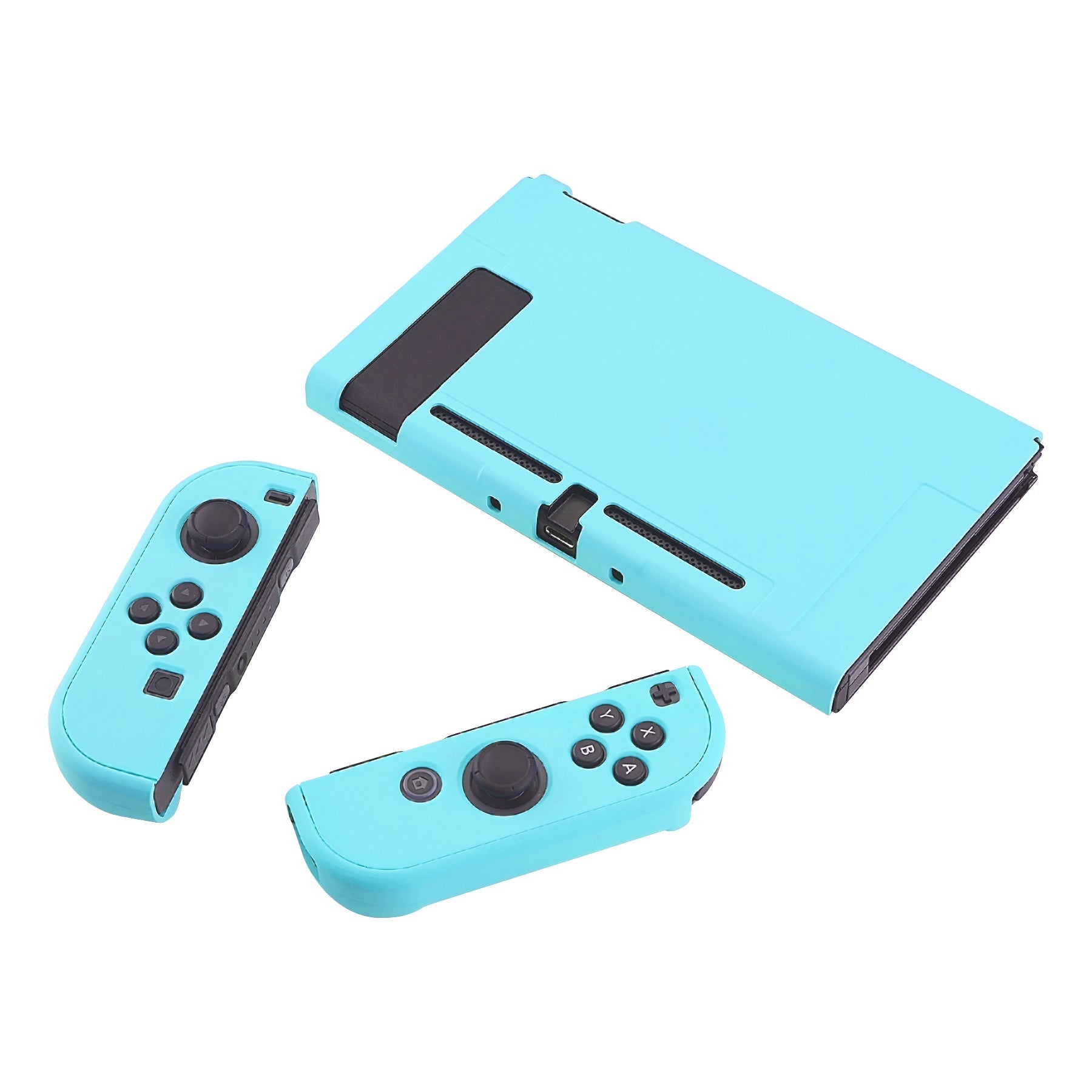 PlayVital Heaven Blue Back Cover for Nintendo Switch Console, NS Joycon Handheld Controller Separable Protector Hard Shell, Soft Touch Customized Dockable Protective Case for Nintendo Switch - NTP313 PlayVital