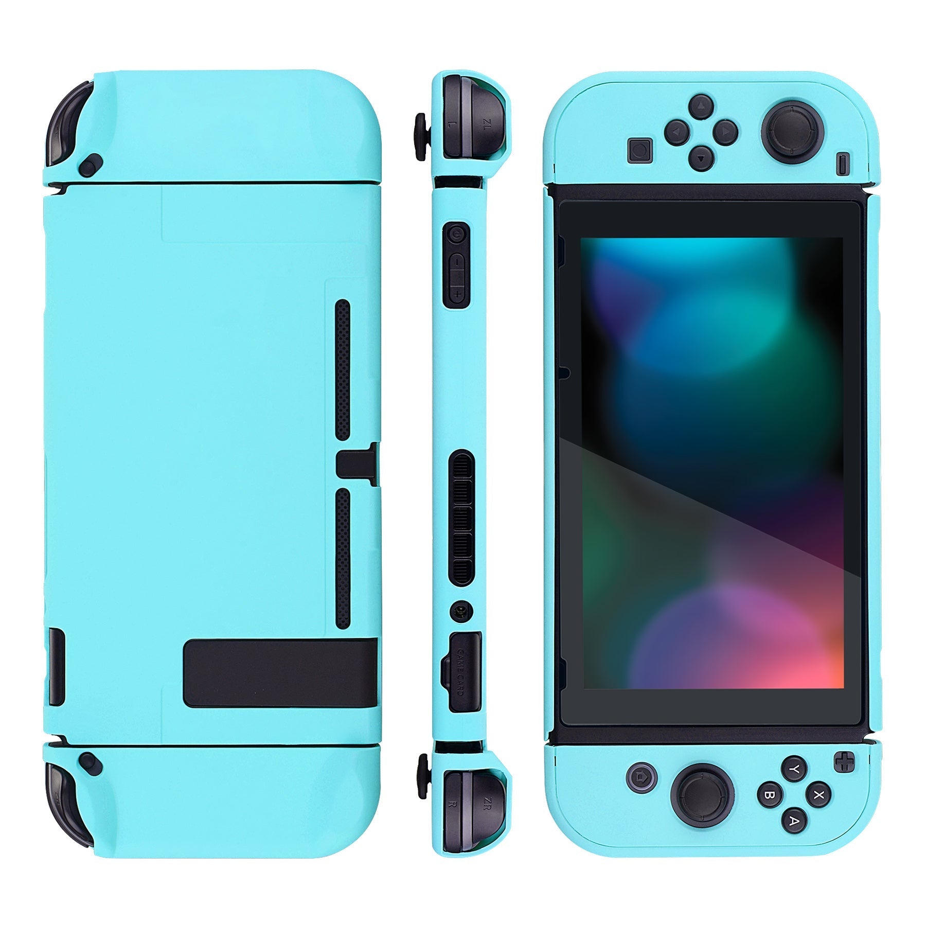 PlayVital Heaven Blue Back Cover for Nintendo Switch Console, NS Joycon Handheld Controller Separable Protector Hard Shell, Soft Touch Customized Dockable Protective Case for Nintendo Switch - NTP313 PlayVital