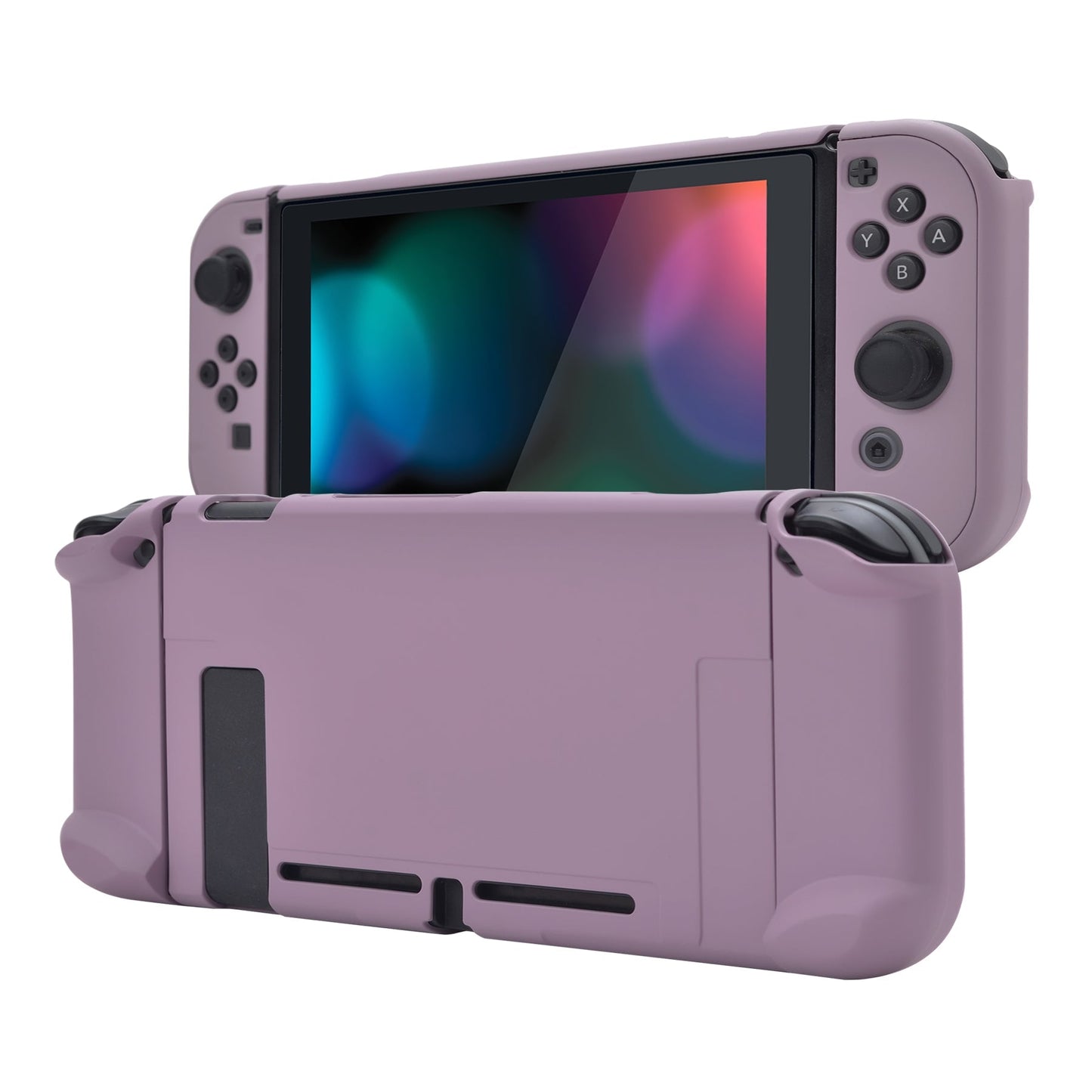 PlayVital Dark Grayish Violet Back Cover for Nintendo Switch Console, NS Joycon Handheld Controller Separable Protector Hard Shell, Soft Touch Customized Dockable Protective Case for Nintendo Switch - NTP328 PlayVital