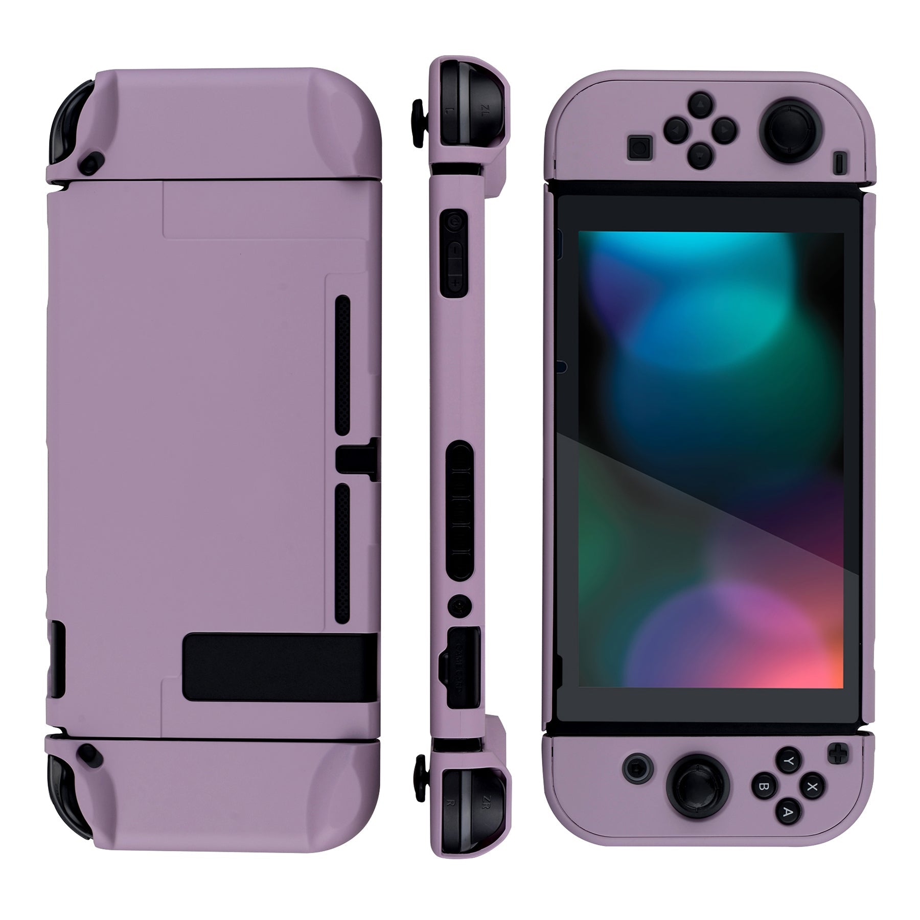 PlayVital Dark Grayish Violet Back Cover for Nintendo Switch Console, NS Joycon Handheld Controller Separable Protector Hard Shell, Soft Touch Customized Dockable Protective Case for Nintendo Switch - NTP328 PlayVital