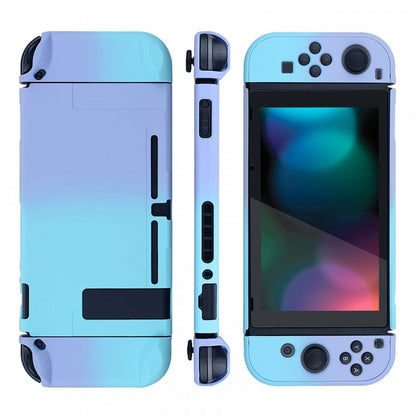 PlayVital Back Cover for Nintendo Switch Console, NS Joycon Handheld Controller Separable Protector Hard Shell, Soft Touch Custom Protective Case for Nintendo Switch - Gradient Violet Blue - NTP329 PlayVital