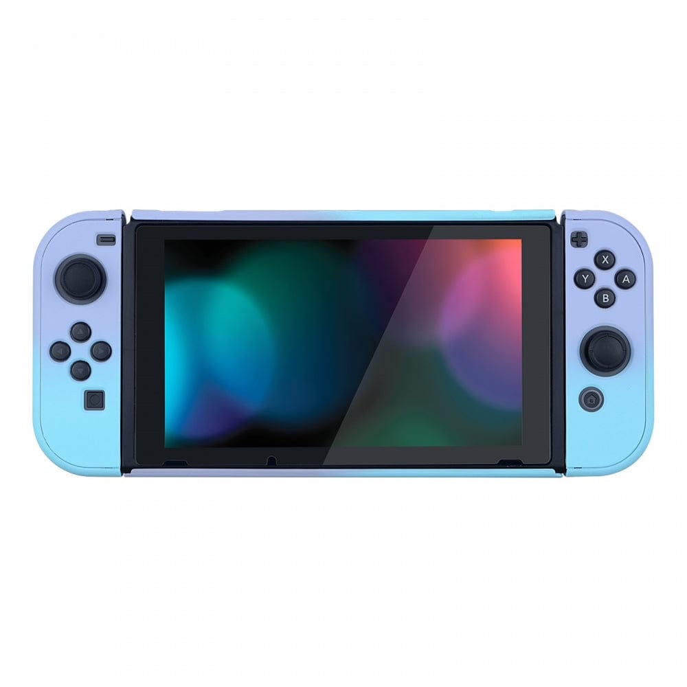 PlayVital Back Cover for Nintendo Switch Console, NS Joycon Handheld Controller Separable Protector Hard Shell, Soft Touch Custom Protective Case for Nintendo Switch - Gradient Violet Blue - NTP329 PlayVital