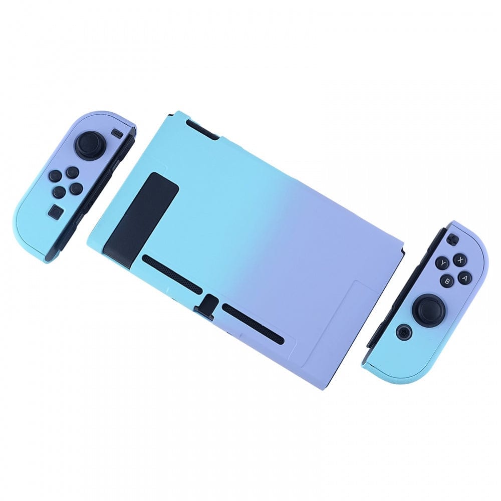 PlayVital Back Cover for Nintendo Switch Console, NS Joycon Handheld Controller Separable Protector Hard Shell, Soft Touch Custom Protective Case for Nintendo Switch - Gradient Violet Blue - NTP329 PlayVital