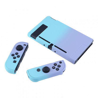 PlayVital Back Cover for Nintendo Switch Console, NS Joycon Handheld Controller Separable Protector Hard Shell, Soft Touch Custom Protective Case for Nintendo Switch - Gradient Violet Blue - NTP329 PlayVital