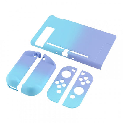 PlayVital Back Cover for Nintendo Switch Console, NS Joycon Handheld Controller Separable Protector Hard Shell, Soft Touch Custom Protective Case for Nintendo Switch - Gradient Violet Blue - NTP329 PlayVital